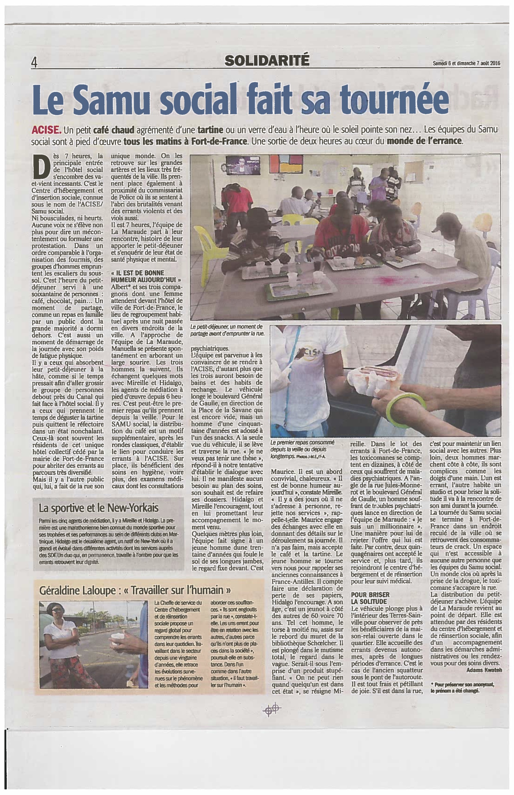 Le Samusocial fait sa tournée (dans le journal) Le Samusocial fait sa tournée (dans le journal)
