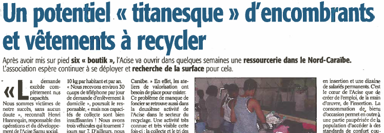 Un potentiel titanesque d’encombrants à recycler Un potentiel titanesque d’encombrants à recycler